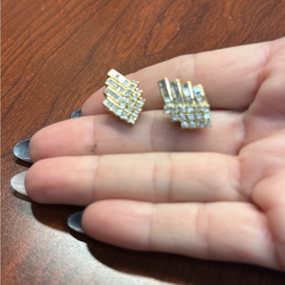 Elegant Gold and Silver Crystal Earrings